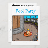 Funny Pool Party Invitation Kaart (Voorkant / Achterkant)