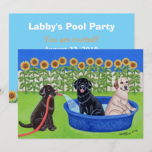 Funny Pool Party Labradors Kaart (Voorkant / Achterkant)
