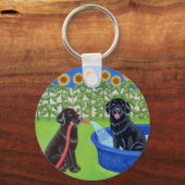 Funny Pool Party Labradors Sleutelhanger (Voorkant)