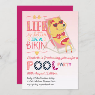 Funny POOL PARTY Pink Afstuderen Girls Kaart