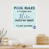 Funny Pool Rules | Hier houd mijn bier vast Poster (Keuken)