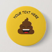 Funny Poop Emoji met Custom Message Ronde Button 7,6 Cm (Voorkant)