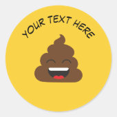 Funny Poop Emoji met Custom Message Ronde Sticker (Voorkant)