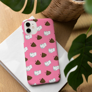 Funny Poop Emoji & Toilet Paper Pattern iPhone 16 Hoesje