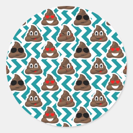 Funny Poop Emojis Blauwgroen Patterned Stickers (Voorkant)