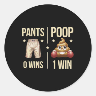 Funny Poop Toilet Humor Poop Boxing Meme Pants 0 P Ronde Sticker