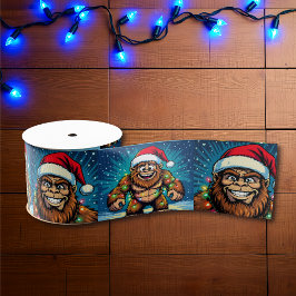 Funny Pop Art Bigfoots Christmas Grosgrain Lint