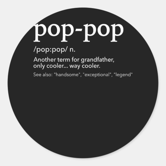 Funny pop-pop voor coole opa voor vaderdag ronde sticker (Voorkant)