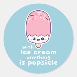 Funny Popsicle Pun Ronde Sticker