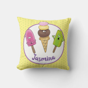 Funny popsicles en ice cartoon illustratie kussen