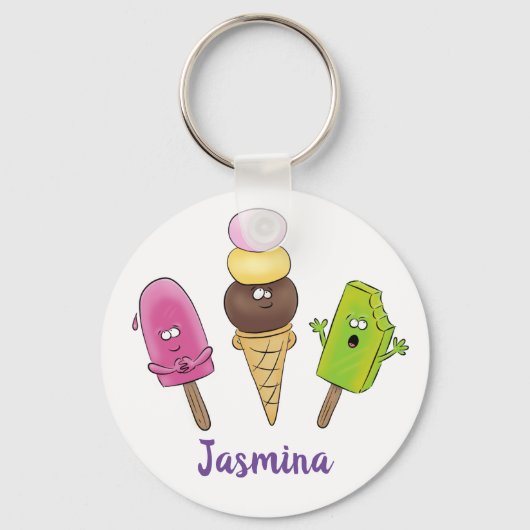 Funny popsicles en icecream cartoon sleutelhanger (Voorkant)