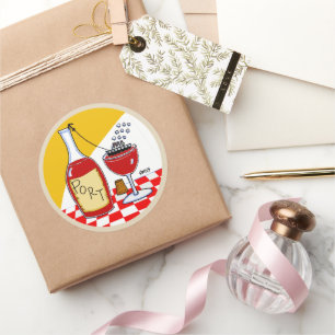 Funny Port Wine Lover Cartoon Ronde Sticker