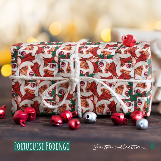 Funny Portugees Podengo-kerstpatroon Cadeaupapier