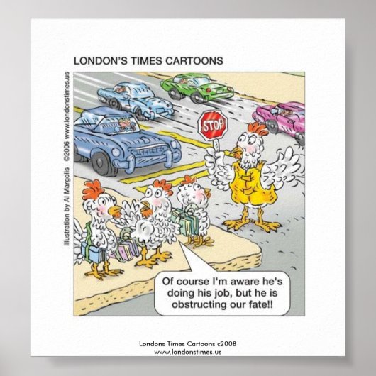 Funny Poster Chicken Crossing Road (Voorkant)