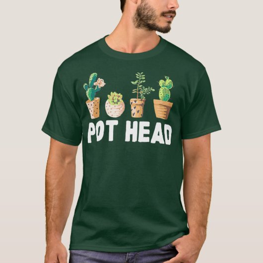 Funny Pot Head Gardener Succulent T-shirt (Voorkant)
