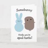Funny Potato Blue Bunny Easter Kaart (Voorkant)