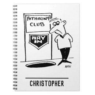 Funny Potholing Club Entrance in Floor Cartoon Notitieboek