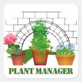 Funny Potted Flowers Plant Manager Personalized St Vierkante Sticker (Voorkant)