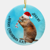 Funny Prairie Dog in Santa Hat Keramisch Ornament (Voorkant)