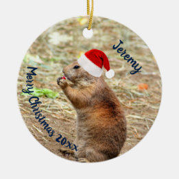 Funny Prairie Dog in Santa Hat Keramisch Ornament