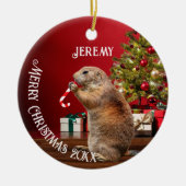 Funny Prairie Dog kerstboom Keramisch Ornament (Voorkant)