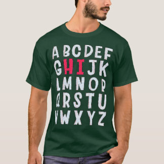 Funny Pre K Kindergarten Hi Alphabet Terug naar Sc T-shirt