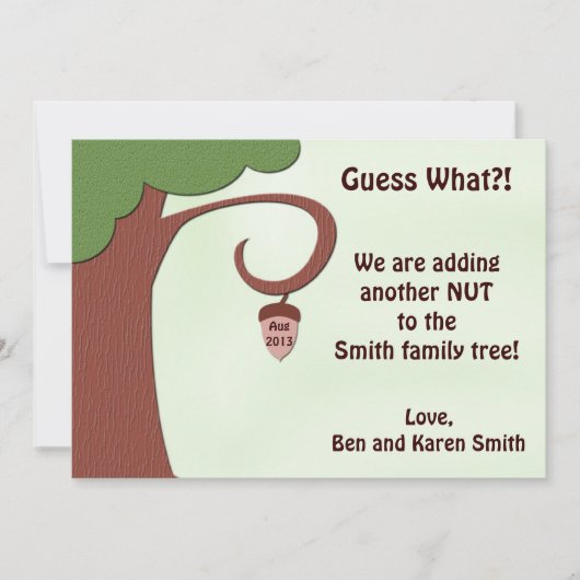 Funny Pregnancy Announcard - Nut to Tree Aankondiging (Voorkant)