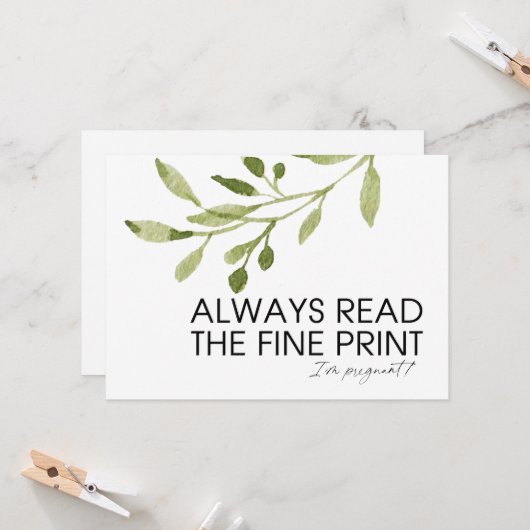 Funny Pregnancy onthullen dat ik zwanger ben van e Kaart (Voorkant / Achterkant in situ)