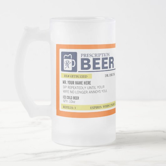 Funny Prescription Beer Mok (Links)