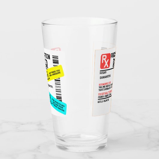 Funny Prescription Beer Warning Label Persoonlijk Glas (Links)