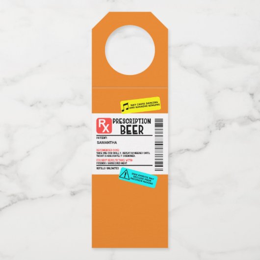 Funny Prescription Bière Avertissement Étiquette P (Dos)
