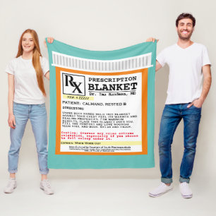 Funny Prescription Get Well Fleece Blanket Deken