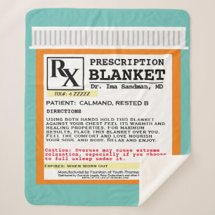 Funny Prescription Get Well Sherpa Blanket Deken