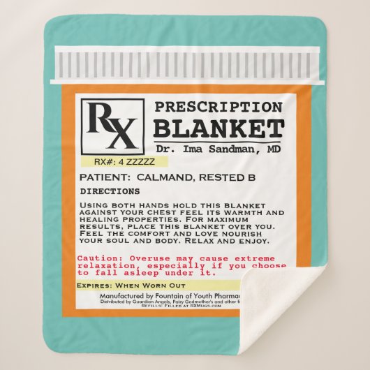 Funny Prescription Get Well Sherpa Blanket Sherpa Deken (Voorkant)