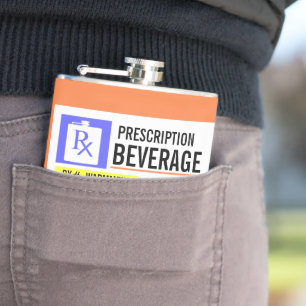 Funny Prescription Label 8 oz. Beverage Flask Heupfles