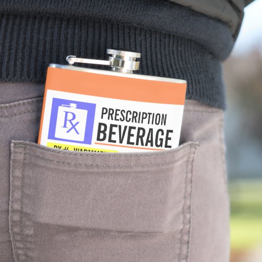 Funny Prescription Label 8 oz. Beverage Flask Heupfles (Voorbeeld)