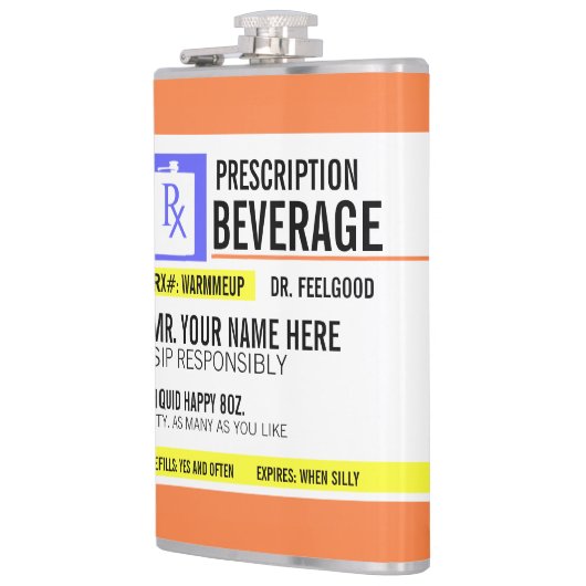 Funny Prescription Label 8 oz. Beverage Flask Heupfles (Links)
