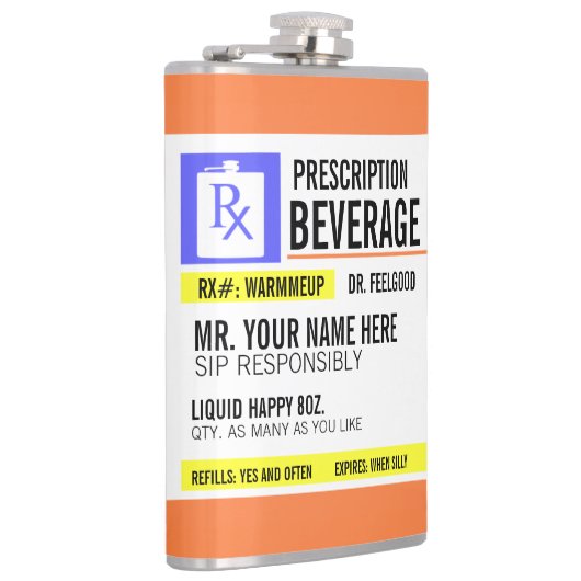 Funny Prescription Label 8 oz. Beverage Flask Heupfles (Rechts)