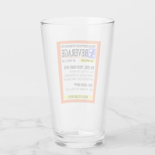 Funny Prescription Label Pint Glass Glas (Achterkant)