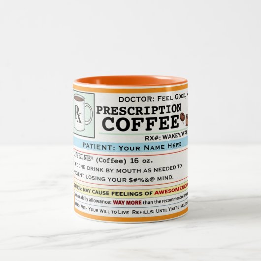 Funny Prescription RX Coffee Customizable Mug (Centre)