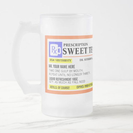 Funny Prescription Sweet Tea Frosted Mok (Links)