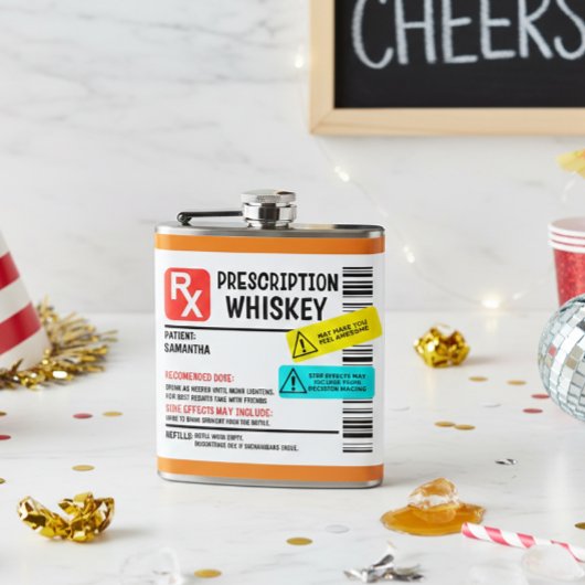 Funny Prescription Whiskey Custom Warning Label Heupfles
