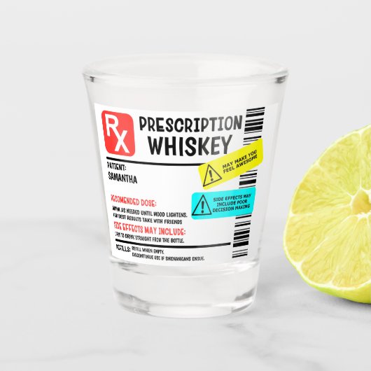 Funny Prescription Whiskey Custom Warning Shot Glas (Voorkant)