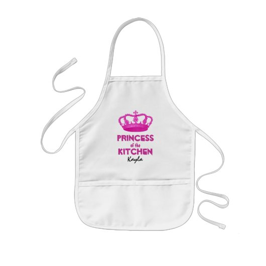 Funny Princess of the Kitchen Crown Custom Name 4 Kinder Schort (Voorkant)