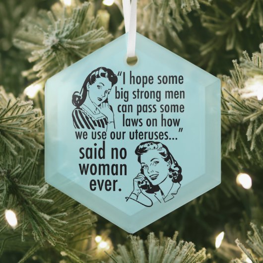 Funny Pro Choice Retro Feminist Women Kerstmis Glas Ornament (Insitu)