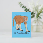 Funny proboscis aap cartoon afbeelding briefkaart (Staand voorkant)