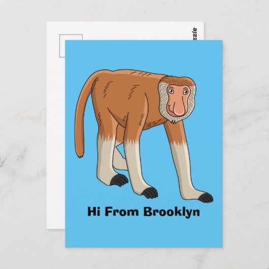 Funny proboscis aap cartoon afbeelding briefkaart (Voorkant / Achterkant)