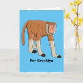 Funny proboscis aap cartoon afbeelding kaart (Gele Bloem)