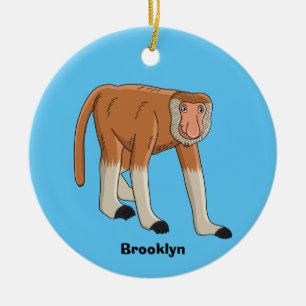 Funny proboscis aap cartoon afbeelding keramisch ornament