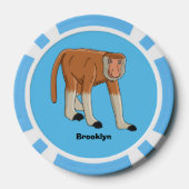 Funny proboscis aap cartoon afbeelding poker chips (Achterkant)
